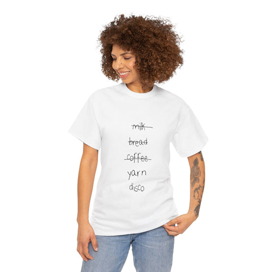 MAKER'S ESSENTIALS, YARN + DISCO SHOPPING LIST GRAPHIC TEE