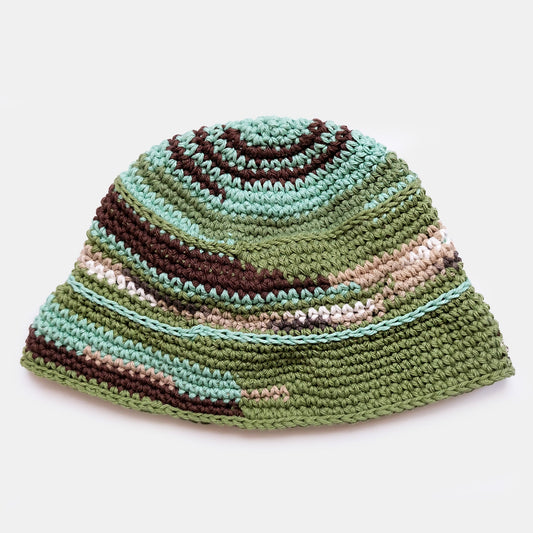 UPCYCLED SCRAP YARN CROCHET BUCKET-BOWLER HAT | No.26-002