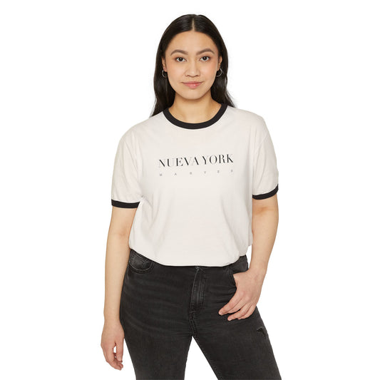 NUEVA YORK COTTON RETRO STYLE RINGER T-SHIRT