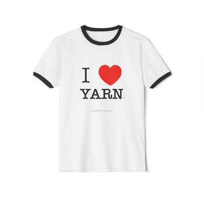 I LOVE YARN RETRO STYLE RINGER TEE FOR CRAFTERS + YARN LOVERS