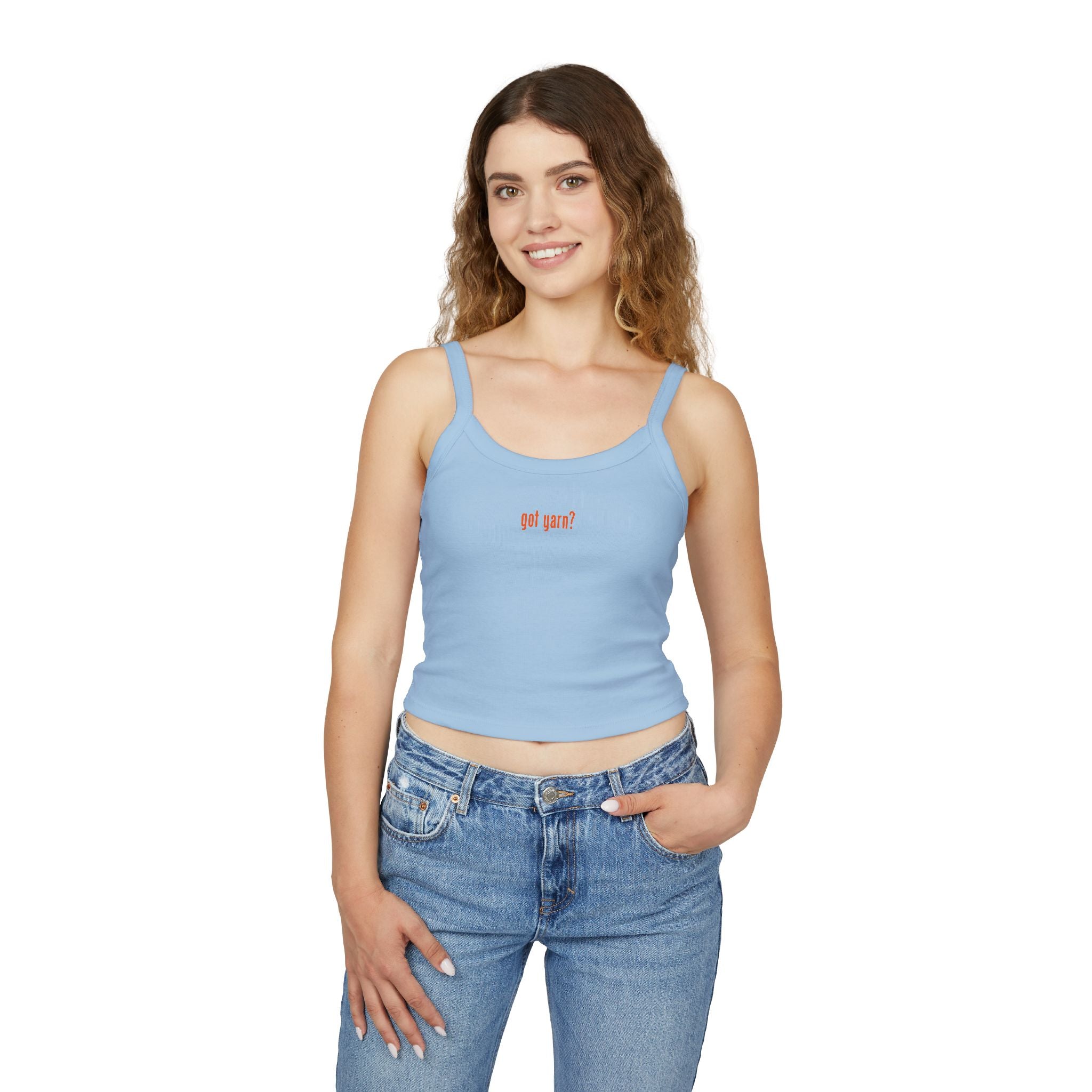 Got Yarn? Cropped Spaghetti Strap Tank — Crochet Camisole | MARVES