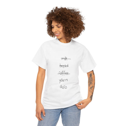 MAKER'S ESSENTIALS, YARN + DISCO SHOPPING LIST GRAPHIC TEE