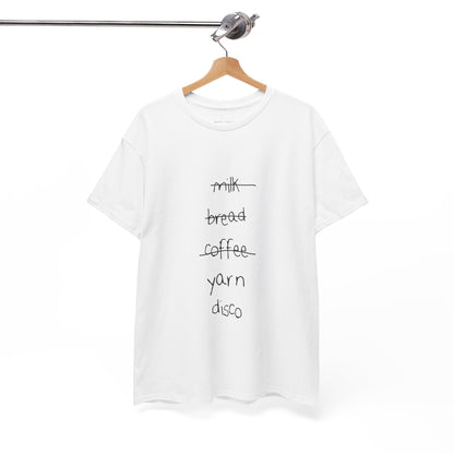MAKER'S ESSENTIALS, YARN + DISCO SHOPPING LIST GRAPHIC TEE