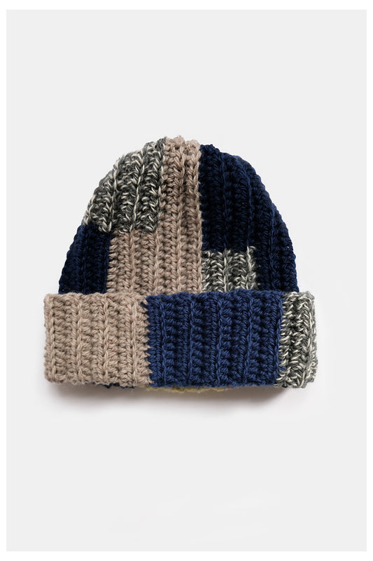 Upcycled Scrap Yarn Wool Crochet Beanie | No. 26-003