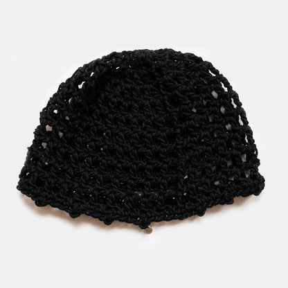 Mercer crochet mesh bonnet beanie in Black — one size handmade NYC MARVES