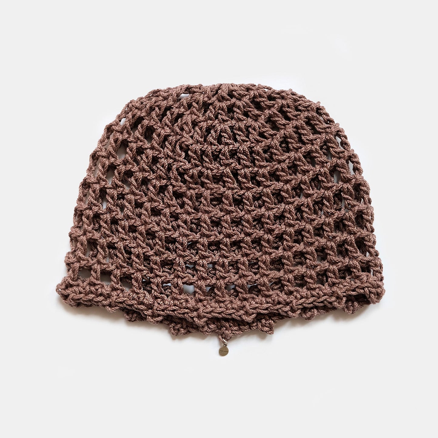 Handmade mesh crochet bonnet cap in Brown — breathable cotton MARVES New York