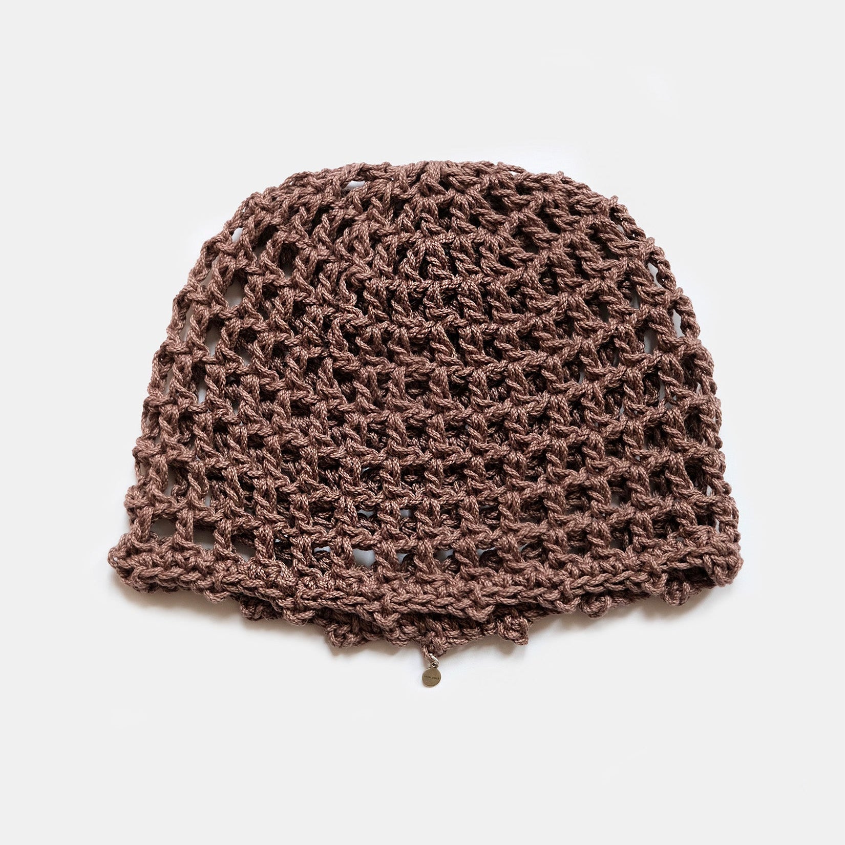 Handmade mesh crochet bonnet cap in Brown — breathable cotton MARVES New York