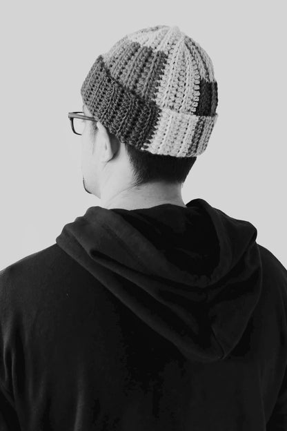 Upcycled Scrap Yarn Wool Short Roll Crochet Beanie | No. 26-015