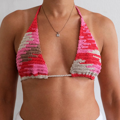 Upcycled crochet triangle bikini top No. 25-004 handmade in NYC — hemp cotton blend MARVES New York