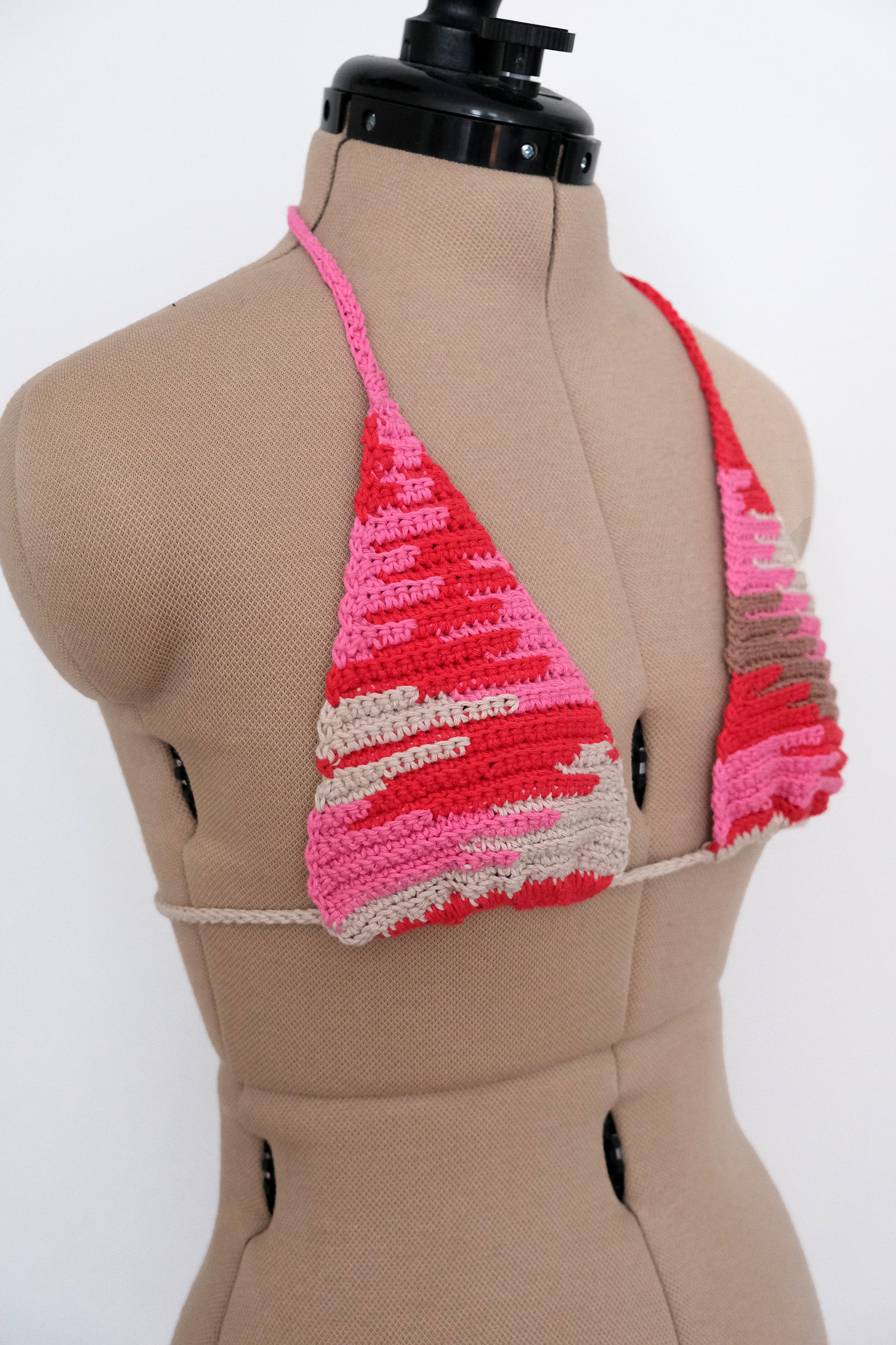One of a kind handmade crochet bikini top — frayed raw edge upcycled aesthetic MARVES New York