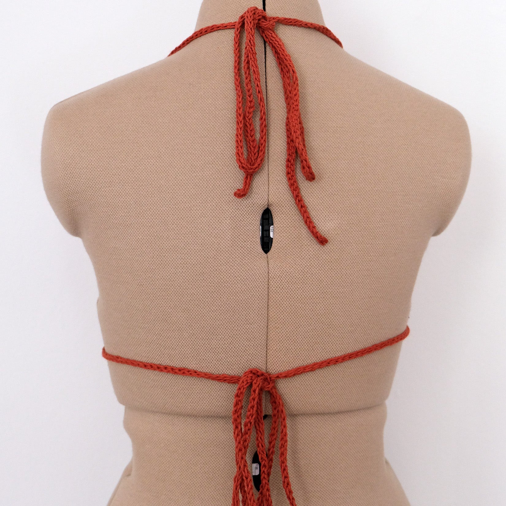 Handmade upcycled crochet swim top No. 25-006 — natural fiber hemp cotton NYC